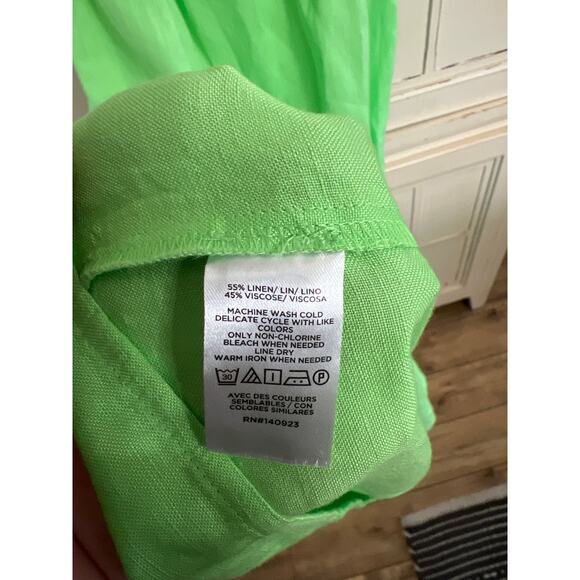 NWT LOFT size XL lime green linen blend maxi dress - Picture 4 of 4